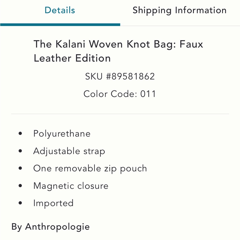 ANTHROPOLOGIE Woven Knot Bag: Faux Leather Cream - Picture 4 of 8